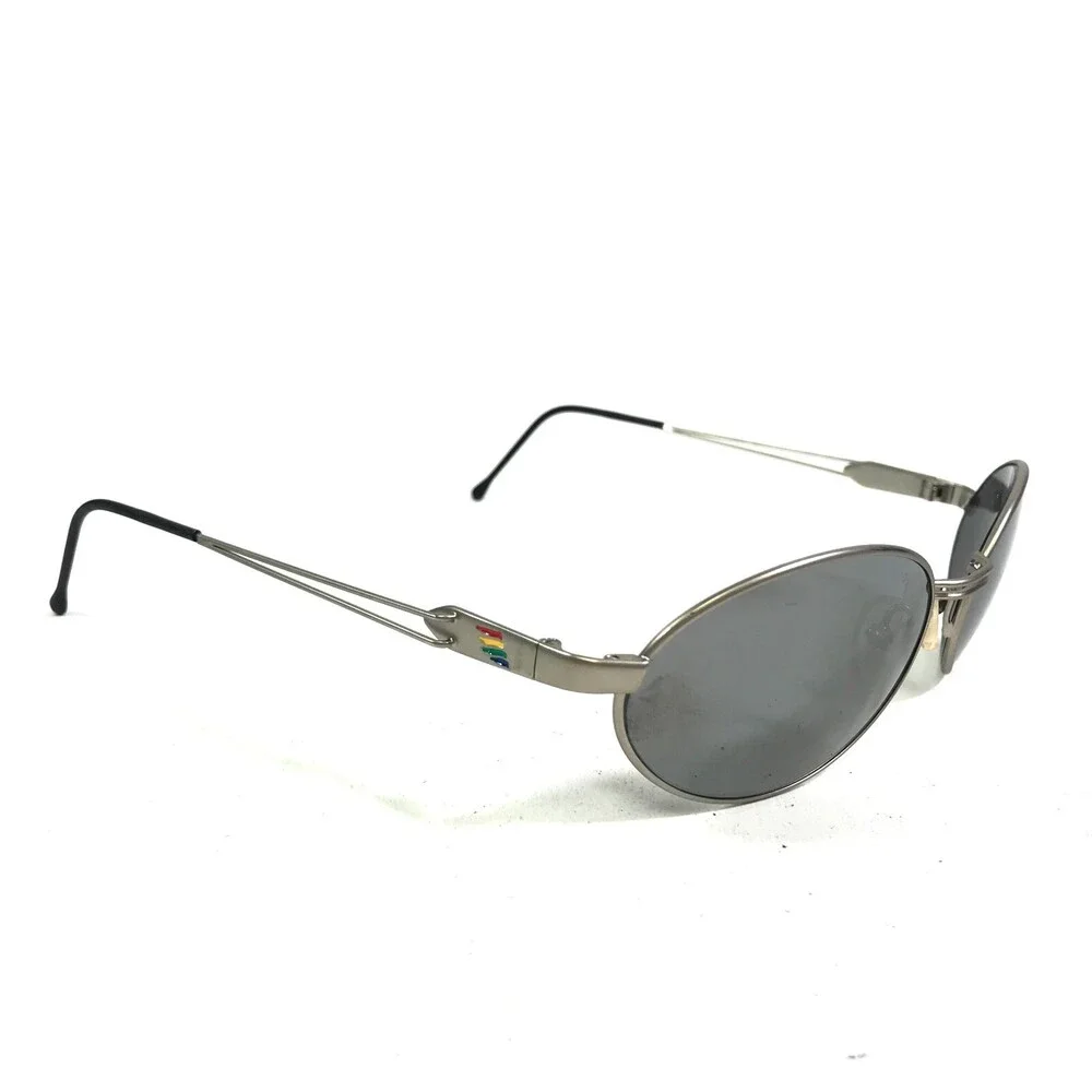 Benetton Formula Sunglasses B.F. 1 004-40S Gray Round Frames with Blue Lenses